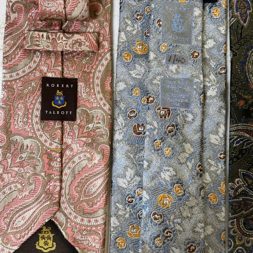 Robert Talbott Seven Fold Ties (2) and Best of Class (1) - Pink, Blue, Black - Picture 9 of 11